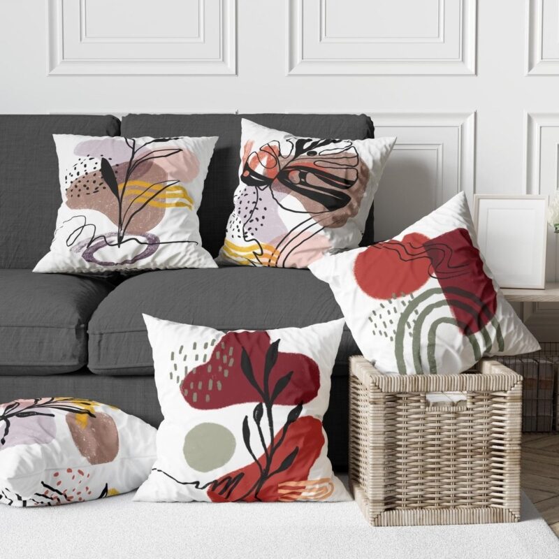 Özel Tasarım 5'lü Çift Taraf Baskılı Premium Kırlent Kılıfı