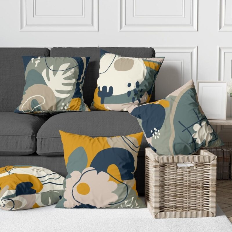 Özel Tasarım 5'lü Çift Taraf Baskılı Premium Kırlent Kılıfı