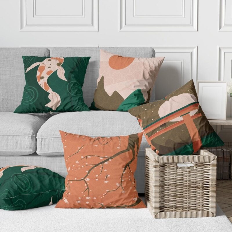 Özel Tasarım 5'lü Çift Taraf Baskılı Premium Kırlent Kılıfı