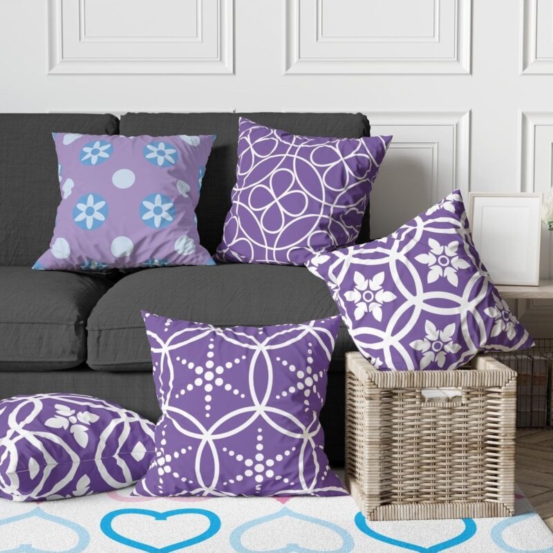 Özel Tasarım 5'lü Çift Taraf Baskılı Premium Kırlent Kılıfı