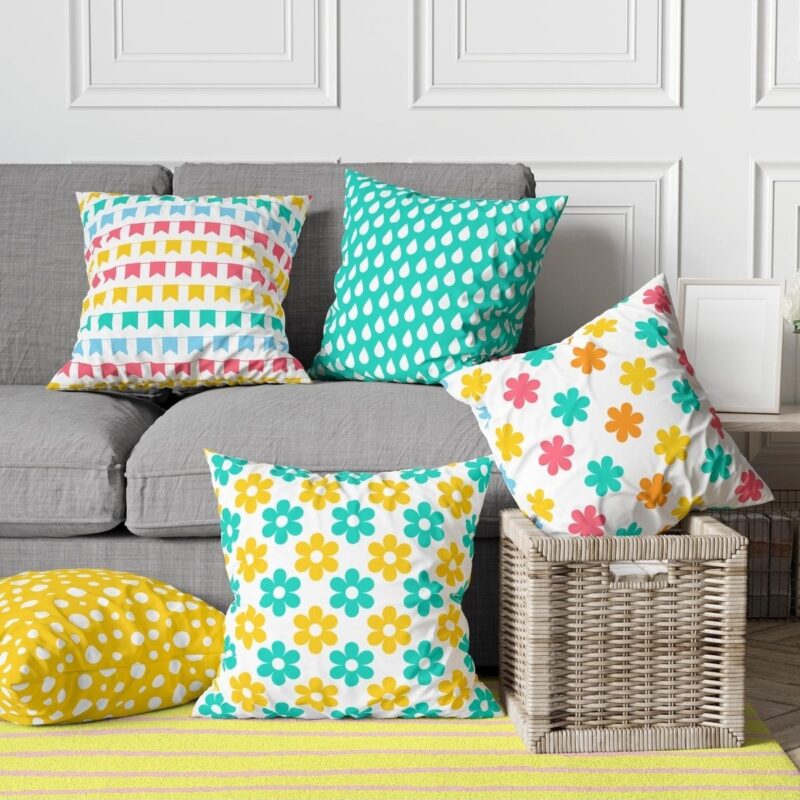 Özel Tasarım 5'lü Çift Taraf Baskılı Premium Kırlent Kılıfı