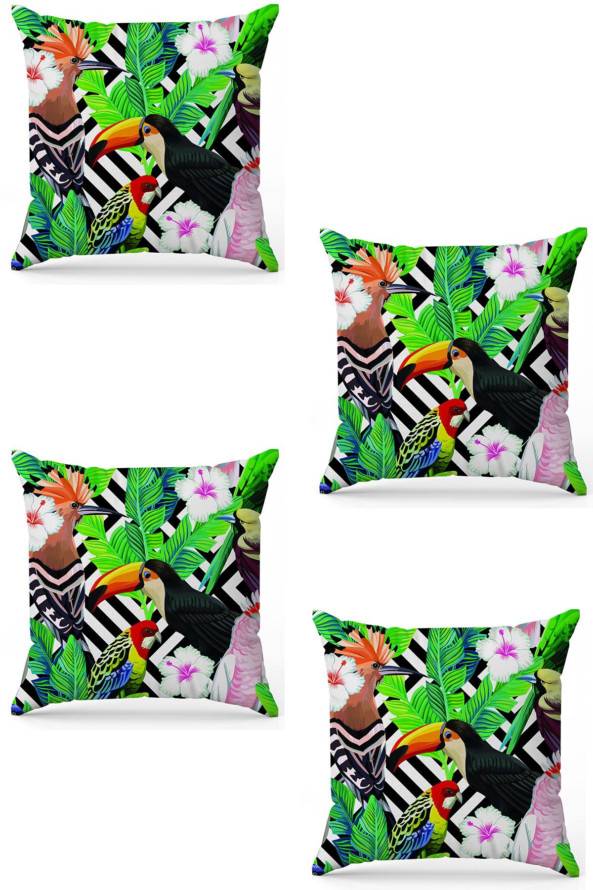 Özel Tasarım Çift Taraflı Dijital Baskı 4'lü Kırlent Kılıfı