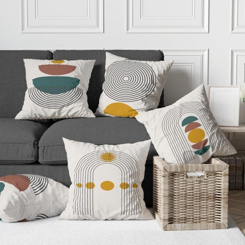 Özel Tasarım 5'lü Çift Taraf Baskılı Premium Kırlent Kılıfı