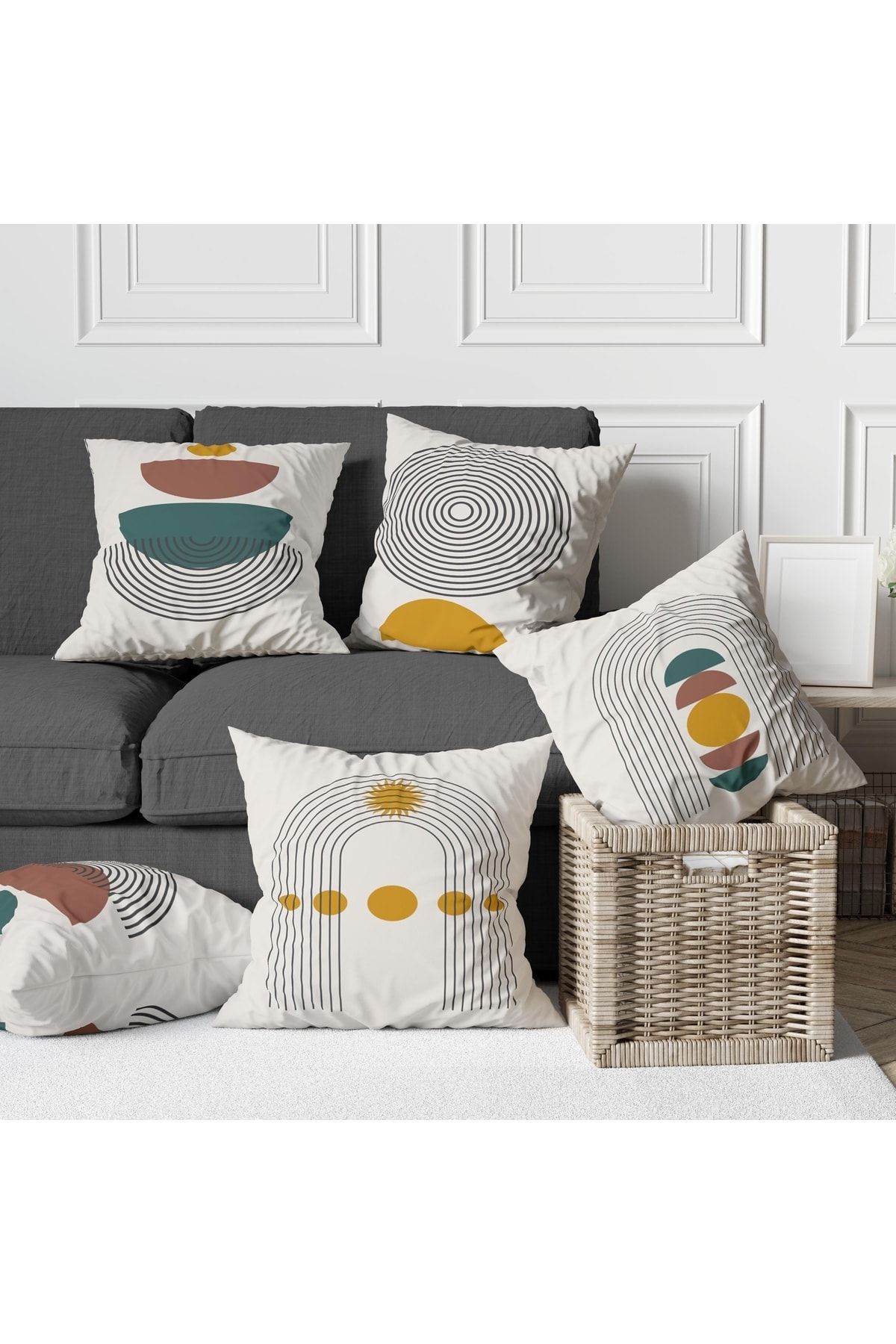 Özel Tasarım 5'lü Çift Taraf Baskılı Premium Kırlent Kılıfı