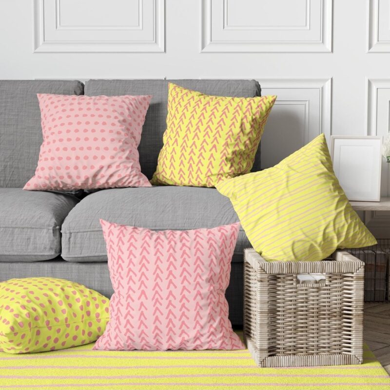 Özel Tasarım 5'lü Çift Taraf Baskılı Premium Kırlent Kılıfı