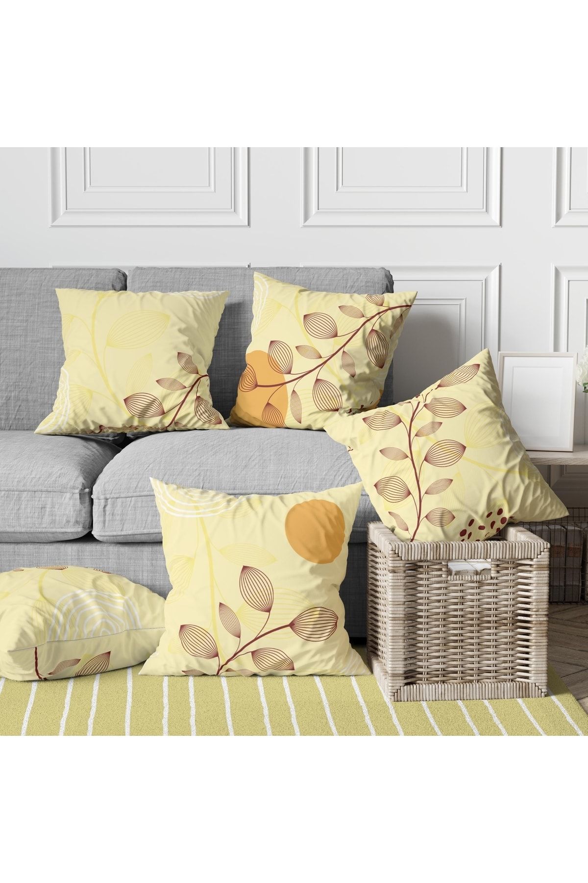 Özel Tasarım 5'lü Çift Taraf Baskılı Premium Kırlent Kılıfı