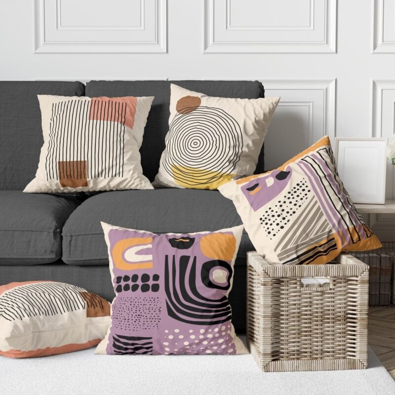 Özel Tasarım 5'lü Çift Taraf Baskılı Premium Kırlent Kılıfı