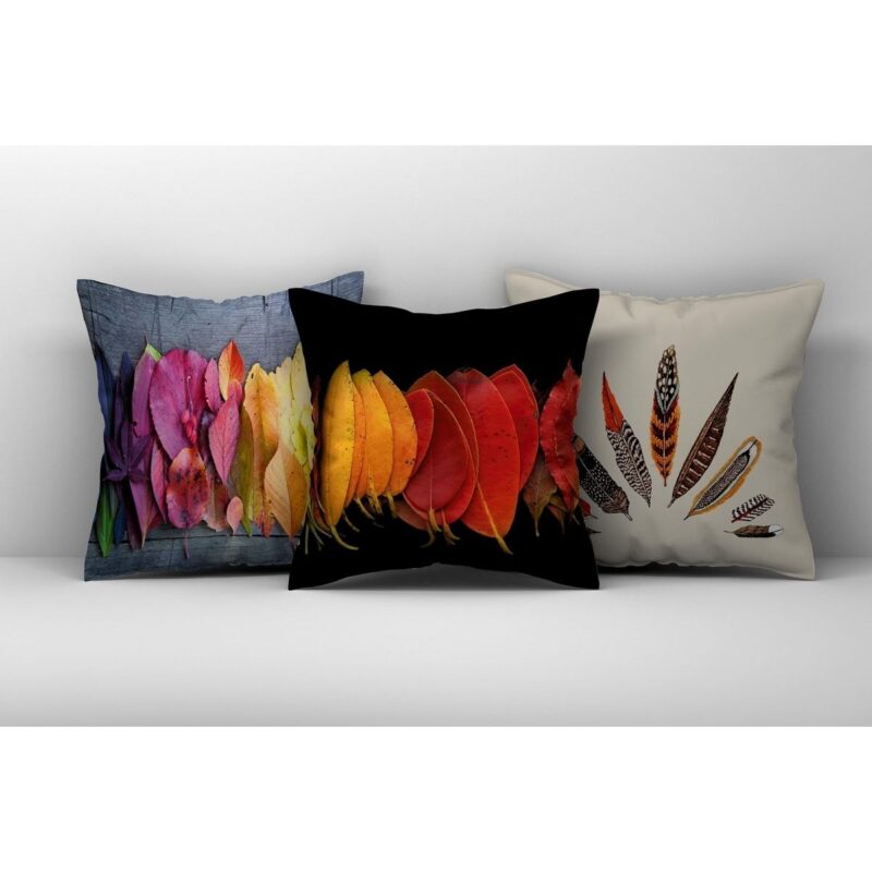 Özel Tasarım 3'lü Çift Taraf Baskılı Premium Kırlent Kılıfı