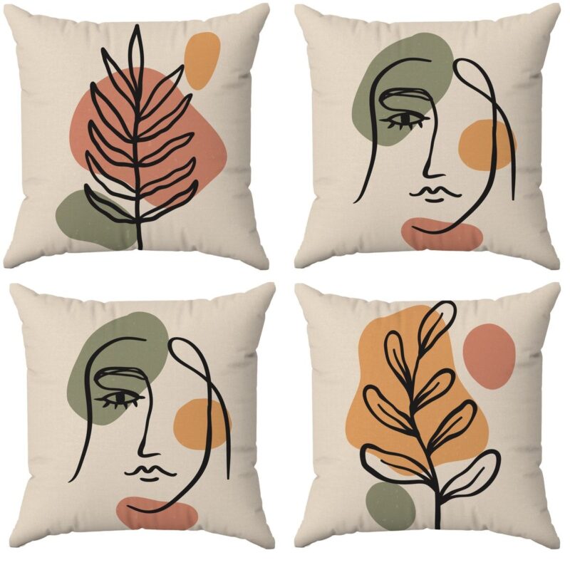 Özel Tasarım Çift Taraflı Dijital Baskı 4'lü Kırlent Kılıfı