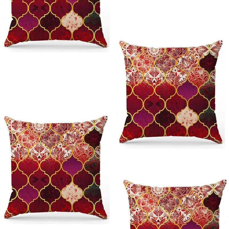 Özel Tasarım Çift Taraflı Dijital Baskı 4'lü Kırlent Kılıfı