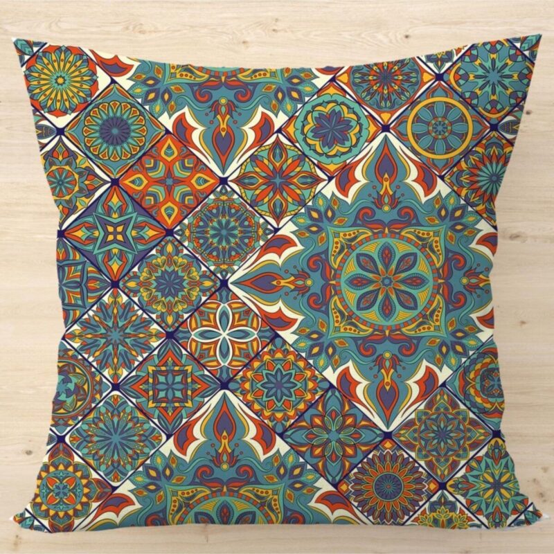 Özel Otantik Tasarım Çift Taraflı 43x43 Kırlent Kılıfı